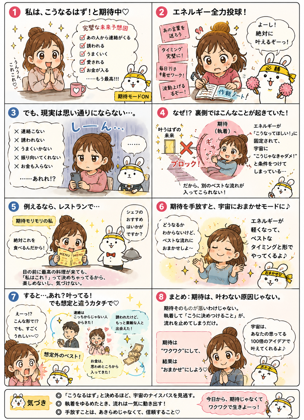 期待が執着になると、かえって思い通りにならなくなることを描いた漫画